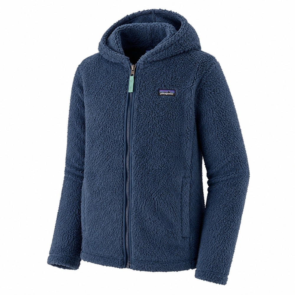 Patagonia Kids Small 7-8 Blue Hooded Sherpa Fleece Jacket Full Zip FA18